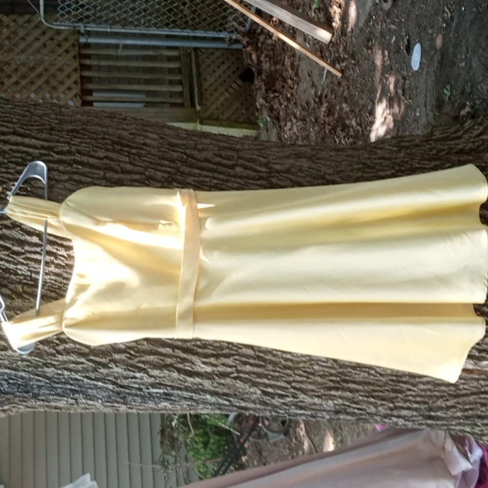 David's Bridal Canary yellow bridesmaid dress